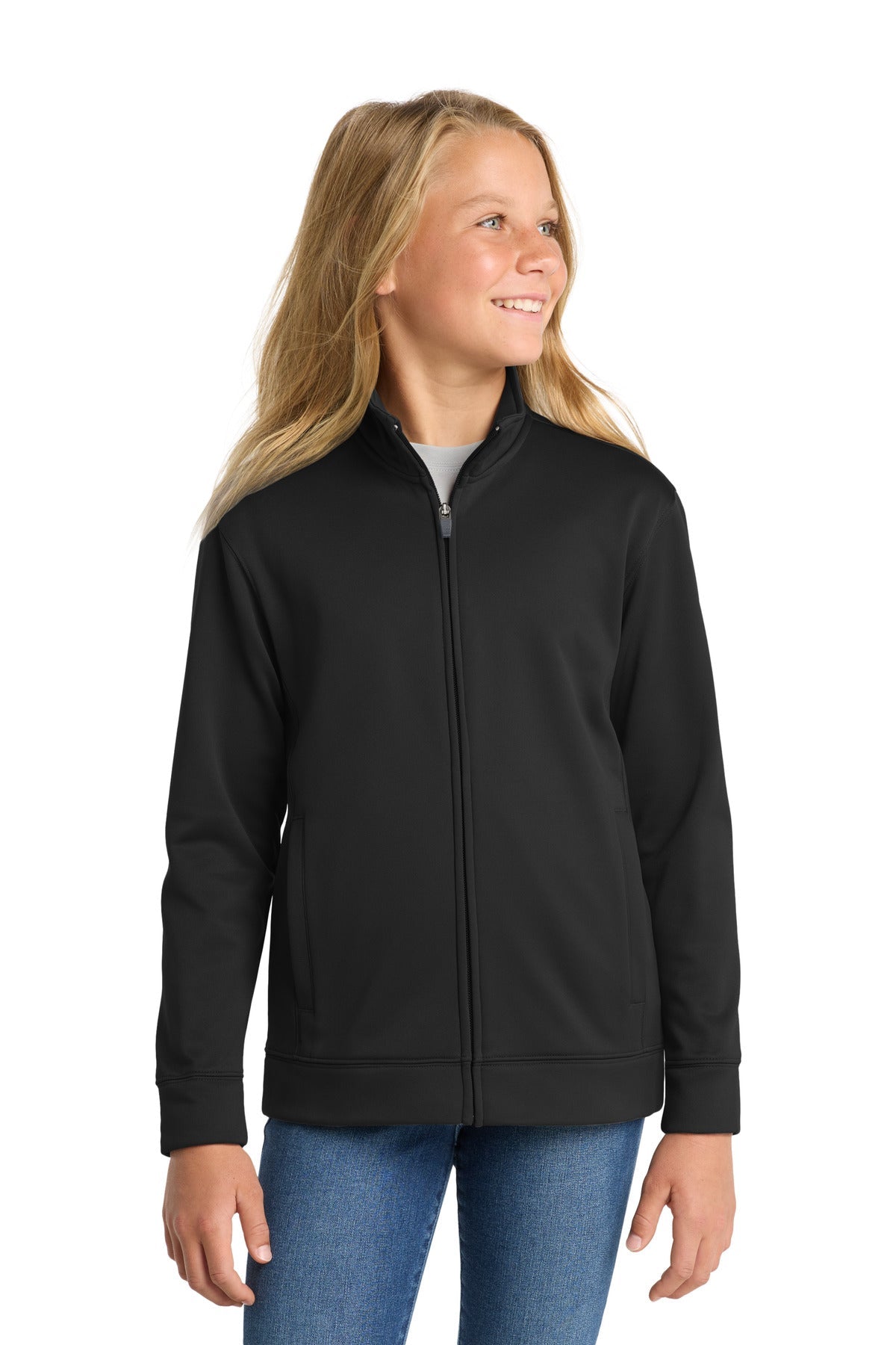 Sport-Tek Youth Sport-Wick Fleece Full-Zip Jacket. YST241 - Black