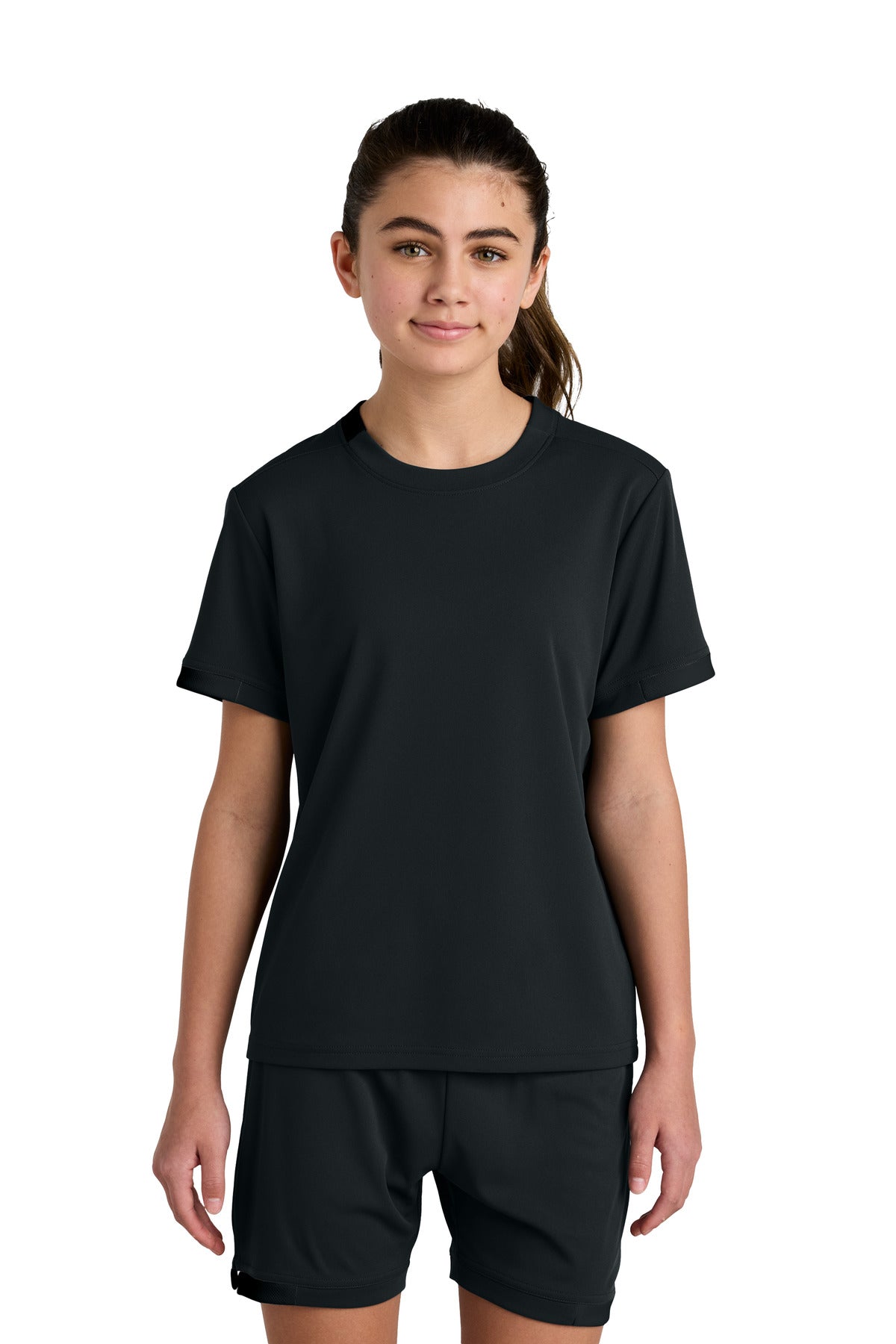 Sport-Tek Youth Club Short Sleeve Crew YST440 - Black/Black