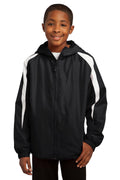 Sport-Tek Youth Fleece-Lined Colorblock Jacket. YST81 - Black/White