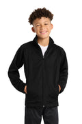 Sport-Tek Youth Tricot Track Jacket. YST90 - Black/Black